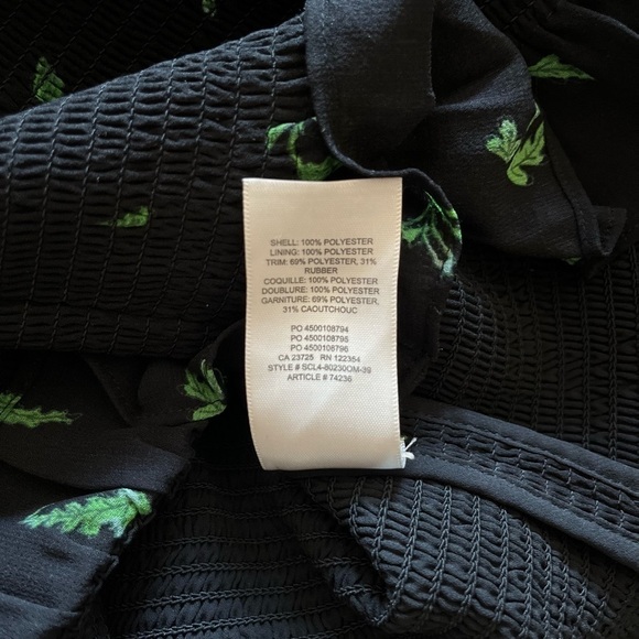 ARITZIA Wilfred Luella Smocked Strap Dress in Black and Leaf Print - Picture 10 of 10